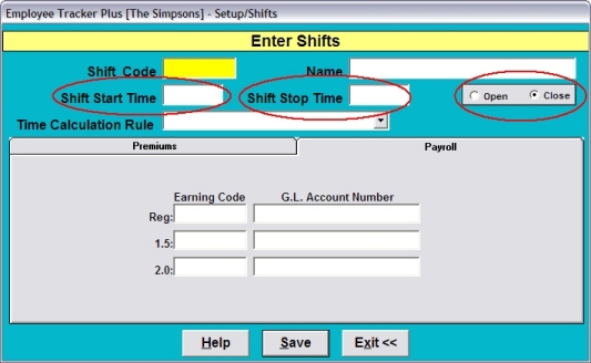 setting up a new shift